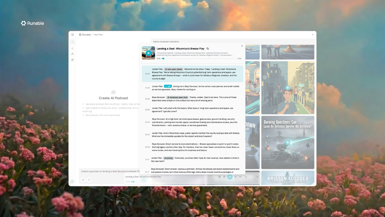 Podcast creation interface